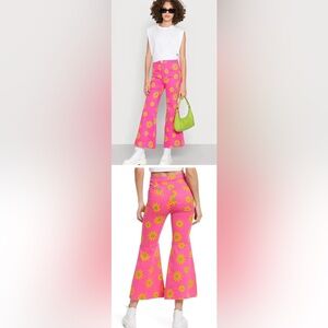 Free People Youthquake Printed Flower Crop Flare  NEW